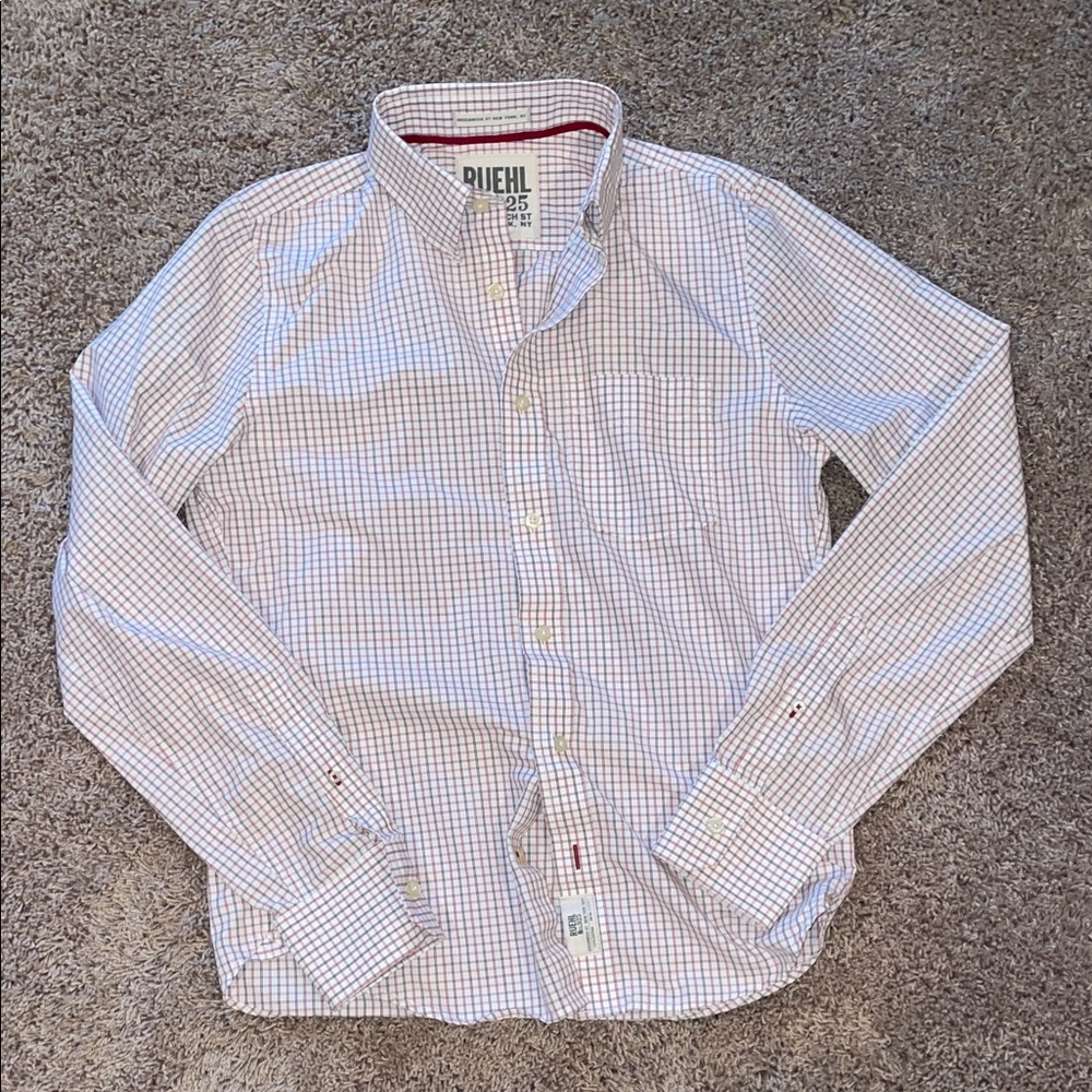Barely worn Ruehl Men's Long-Sleeve red striped Button down size medium